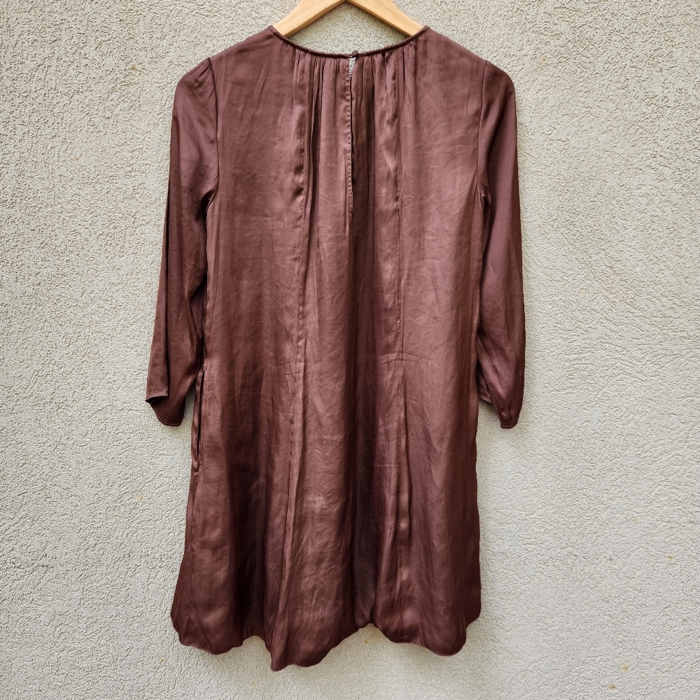 WILFRED Dress Women's Small Bronze Baby Doll Aritzia Lined Classic Luxury - Picture 3 of 12